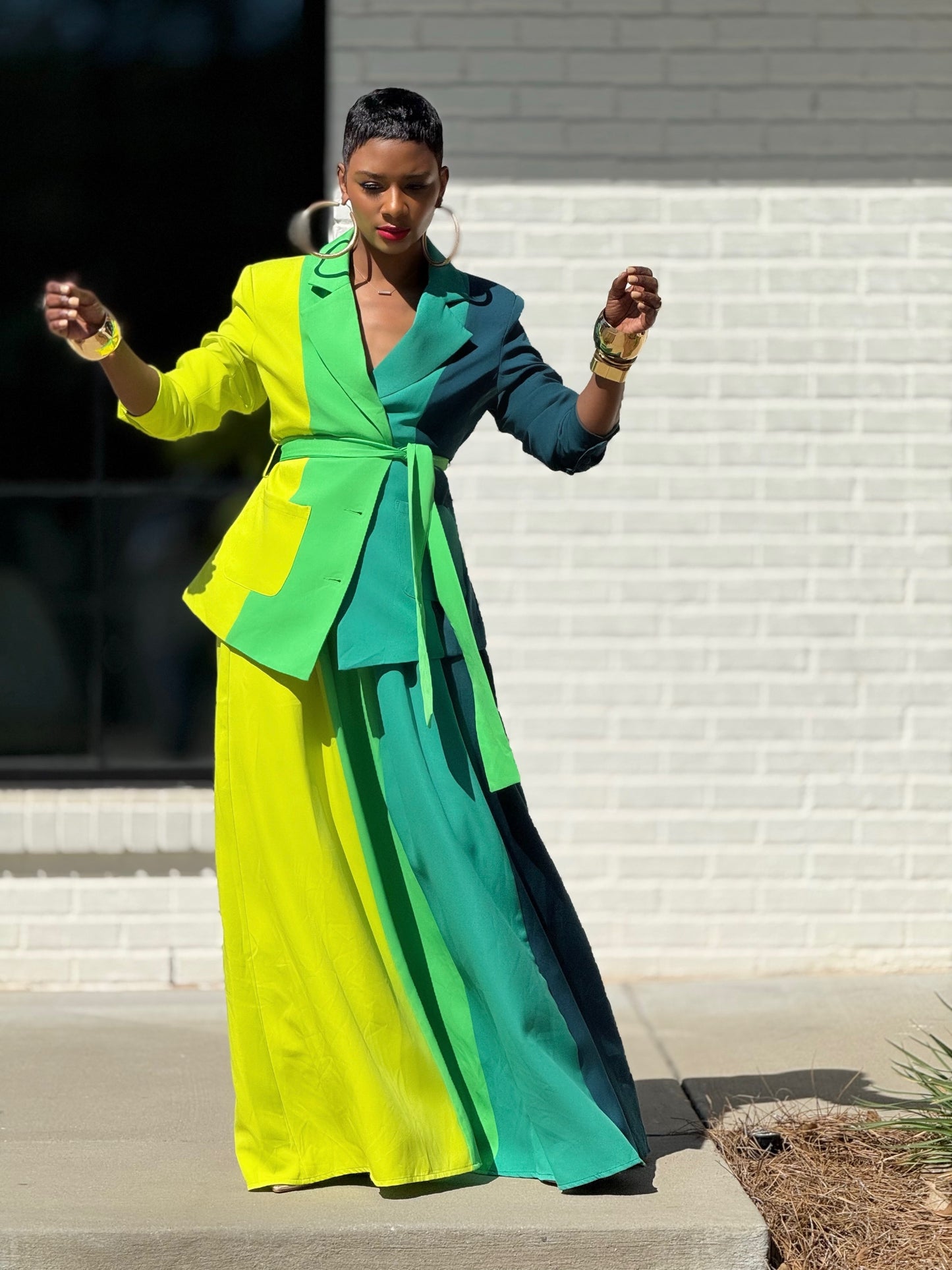 “Boldly Blocked” Skirt Suit