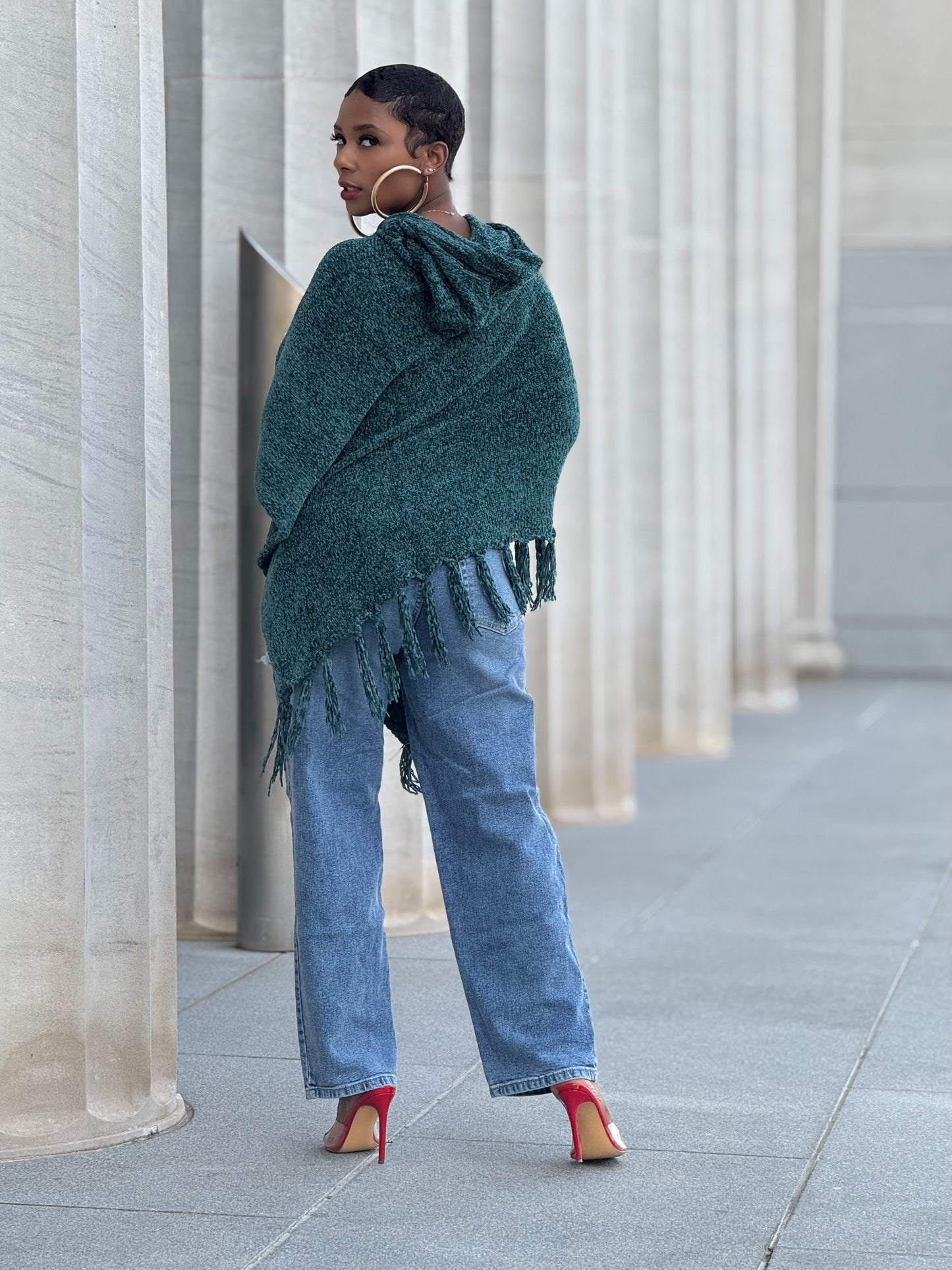 “Mistletoe Green” Poncho