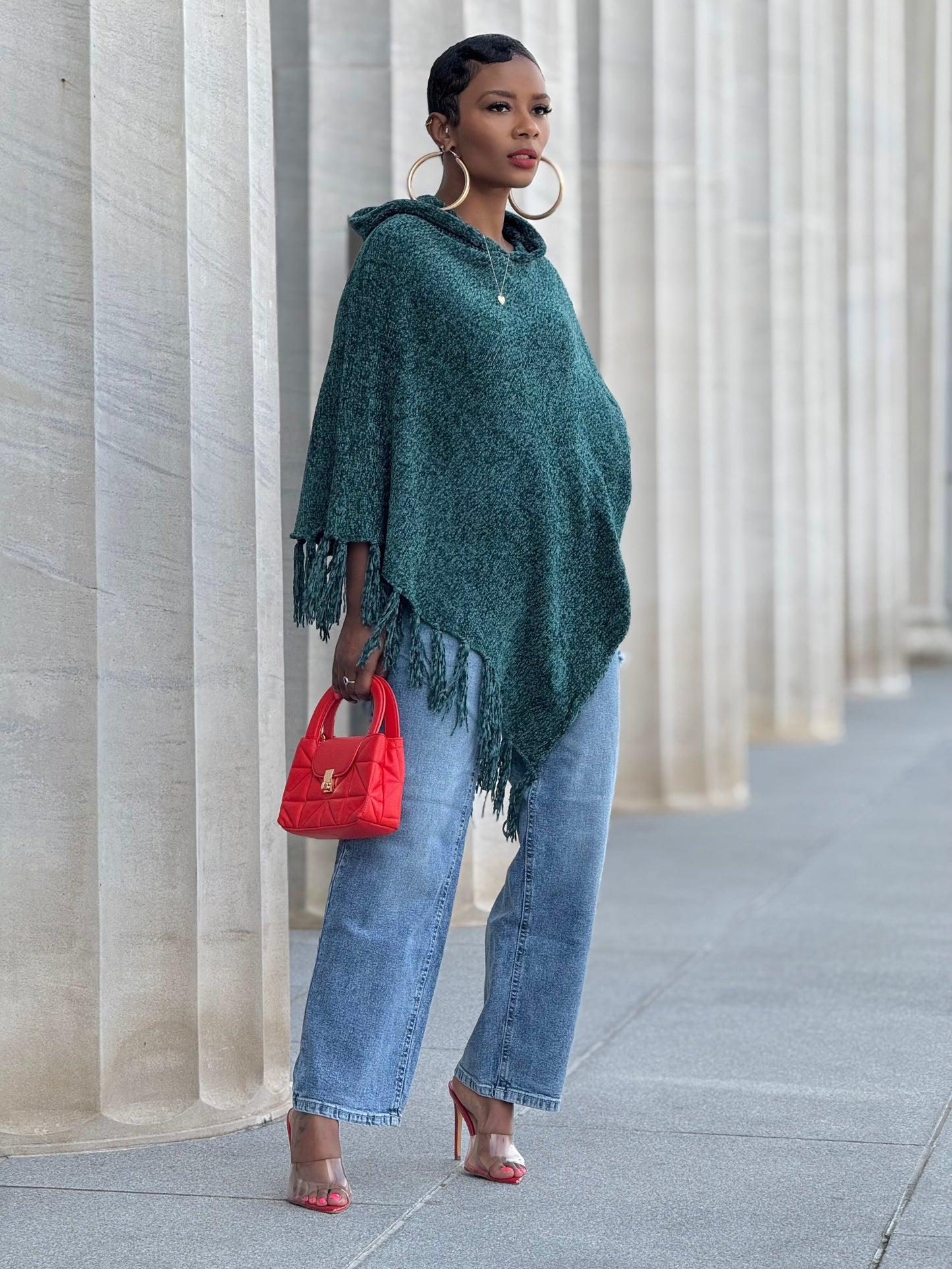 “Mistletoe Green” Poncho