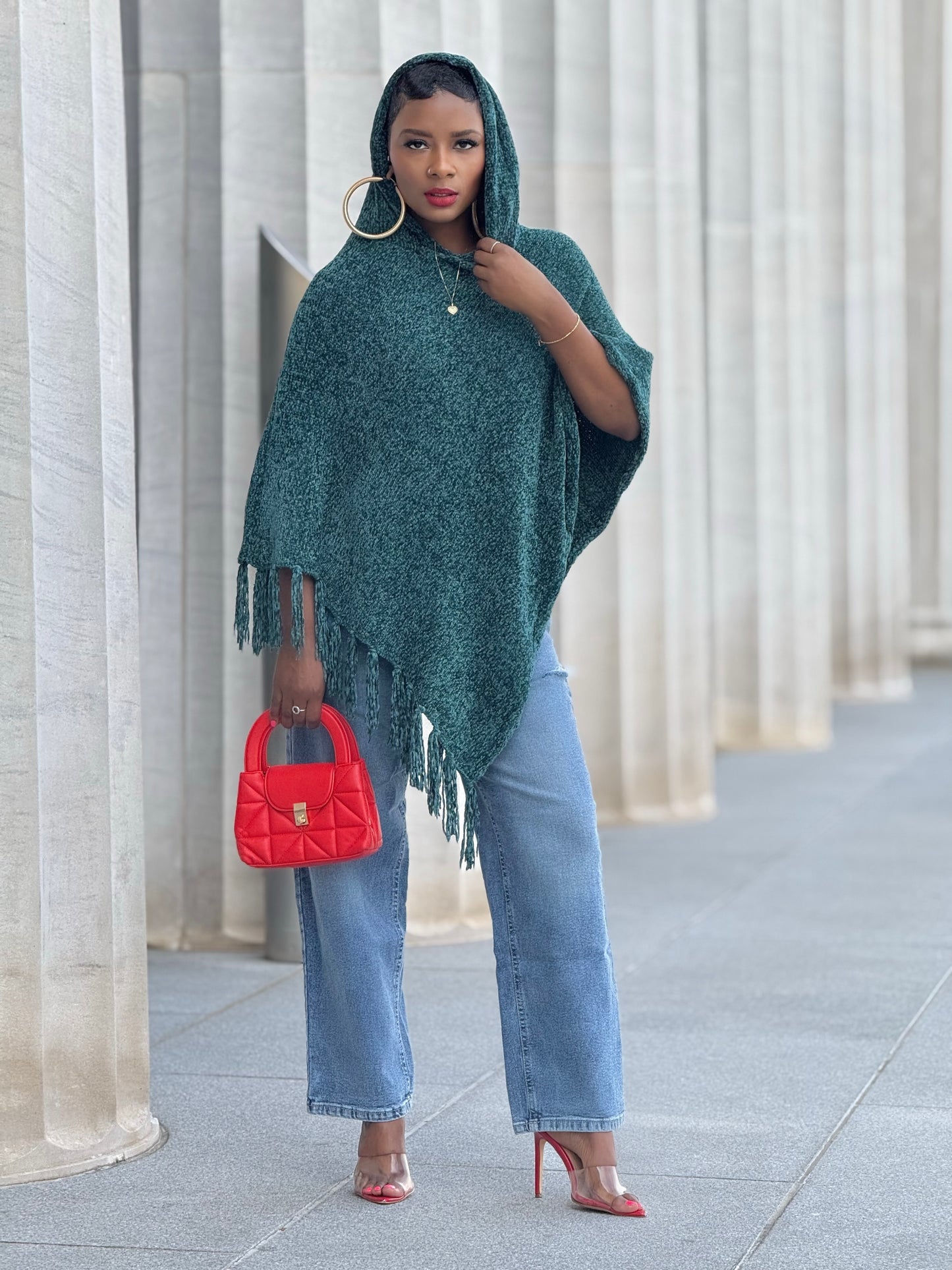 “Mistletoe Green” Poncho