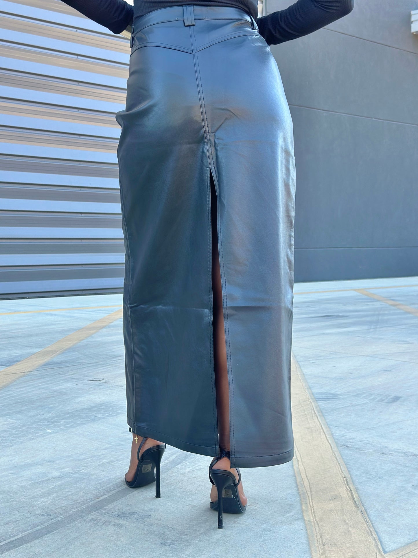 Black Faux Leather Skirt