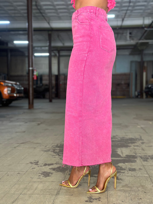 “Mainstream” Pink Denim Skirt